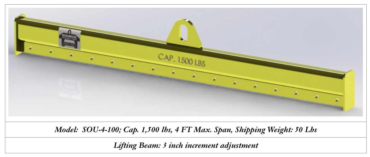 1500 lbs capacity lifting beam