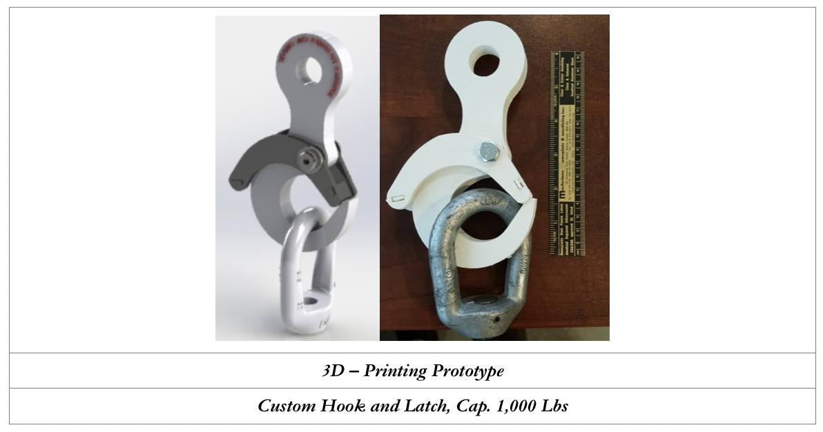 custom hook and latch 3d printed